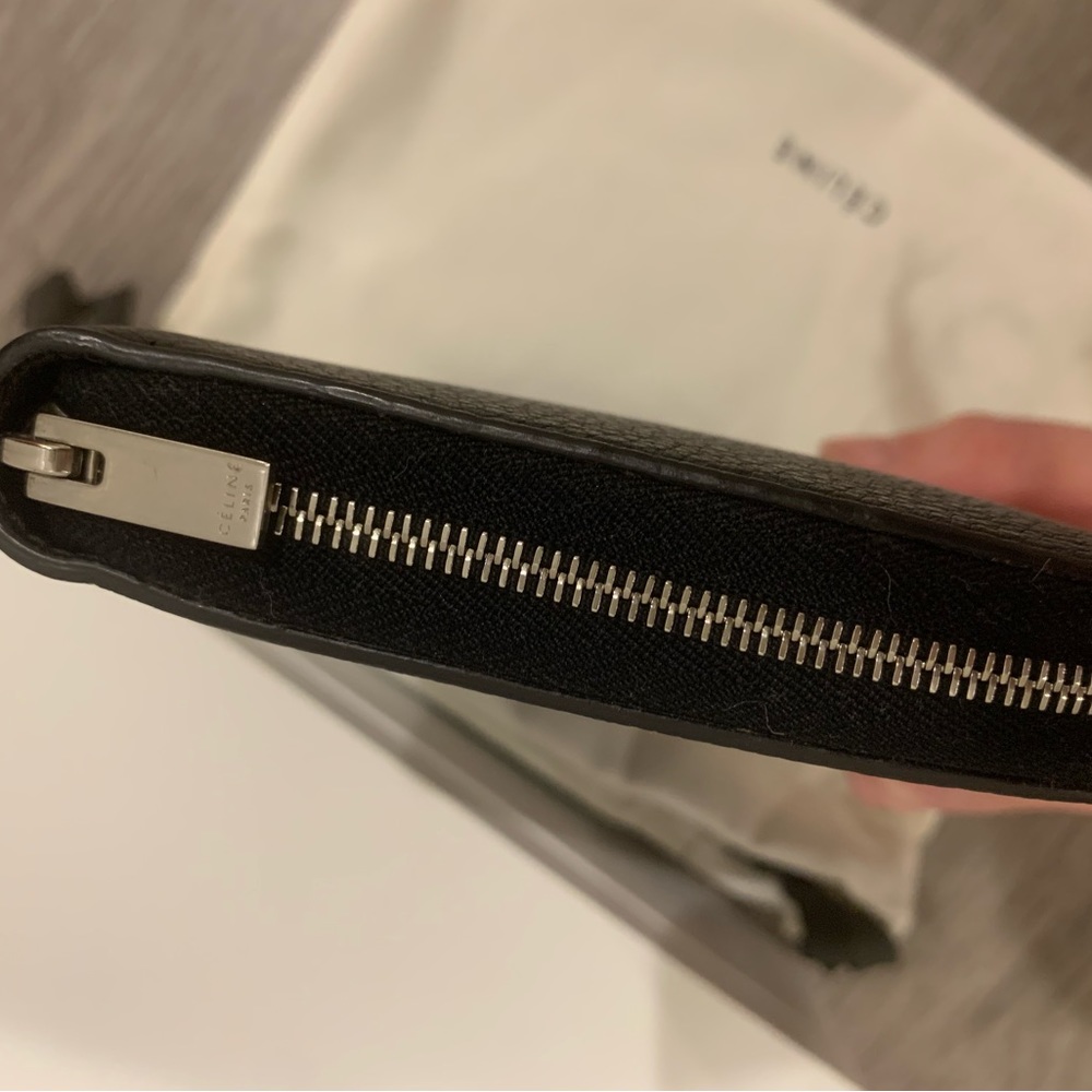 Celine | Large Zipped Multifunction Wallet In Calfskin | Black and Citron - Picture 5 of 16